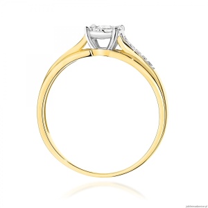 Pierścionek W0564 z diamentami żółte złoto