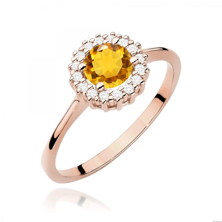 Pierścionek W0572 Cytryn 0,50ct różowe złoto