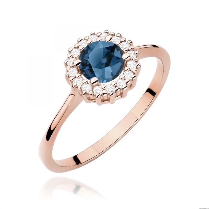 Pierścionek W0572 Topaz London Blue 0,50ct różowe złoto