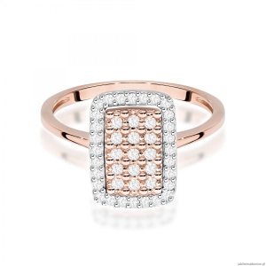 Pierścionek W0573 z diamentami różowe złoto
