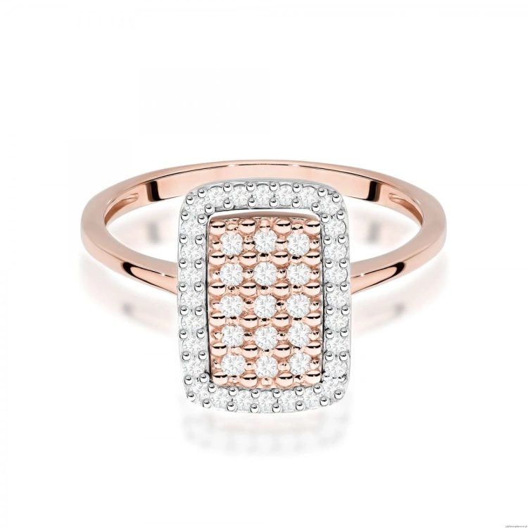 Pierścionek W0573 z diamentami różowe złoto