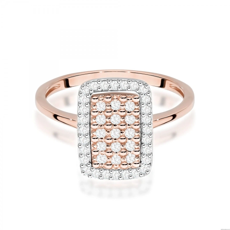 Pierścionek W0573 z diamentami różowe złoto