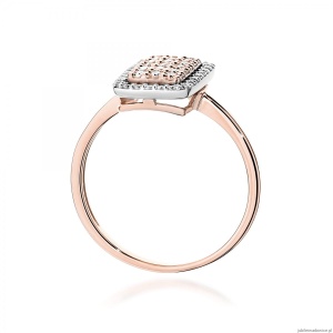 Pierścionek W0573 z diamentami różowe złoto