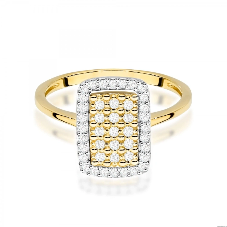 Pierścionek W0573 z diamentami żółte złoto