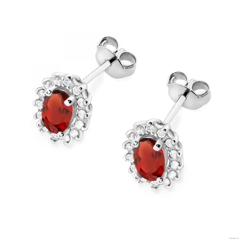Kolczyki K0514 Granat 2 x 0,50ct białe złoto