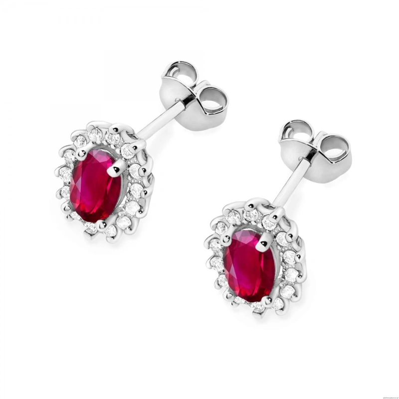 Kolczyki K0514 Rubin 2 x 0,60ct białe złoto