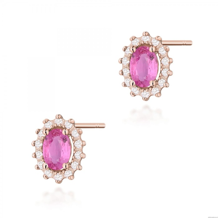 Kolczyki K0514 Różowy Szafir 2 x 0,50ct różowe złoto