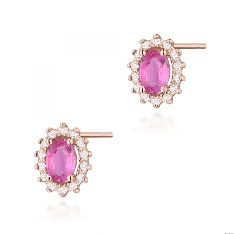 Kolczyki K0514 Różowy Szafir 2 x 0,50ct różowe złoto