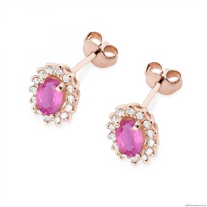 Kolczyki K0514 Różowy Szafir 2 x 0,50ct różowe złoto