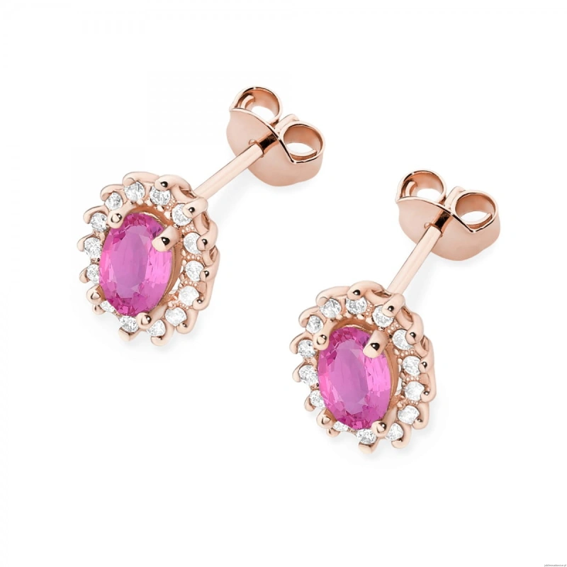 Kolczyki K0514 Różowy Szafir 2 x 0,50ct różowe złoto