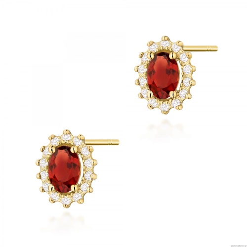Kolczyki K0514 Granat 2 x 0,50ct żółte złoto