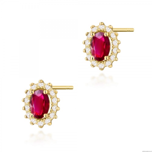 Kolczyki K0514 Rubin 2 x 0,60ct żółte złoto
