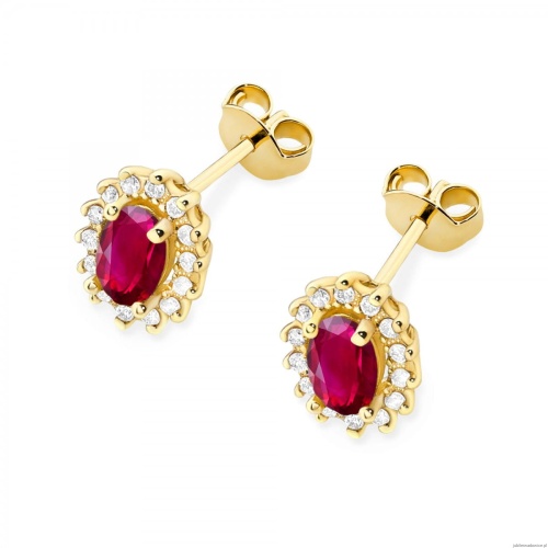 Kolczyki K0514 Rubin 2 x 0,60ct żółte złoto