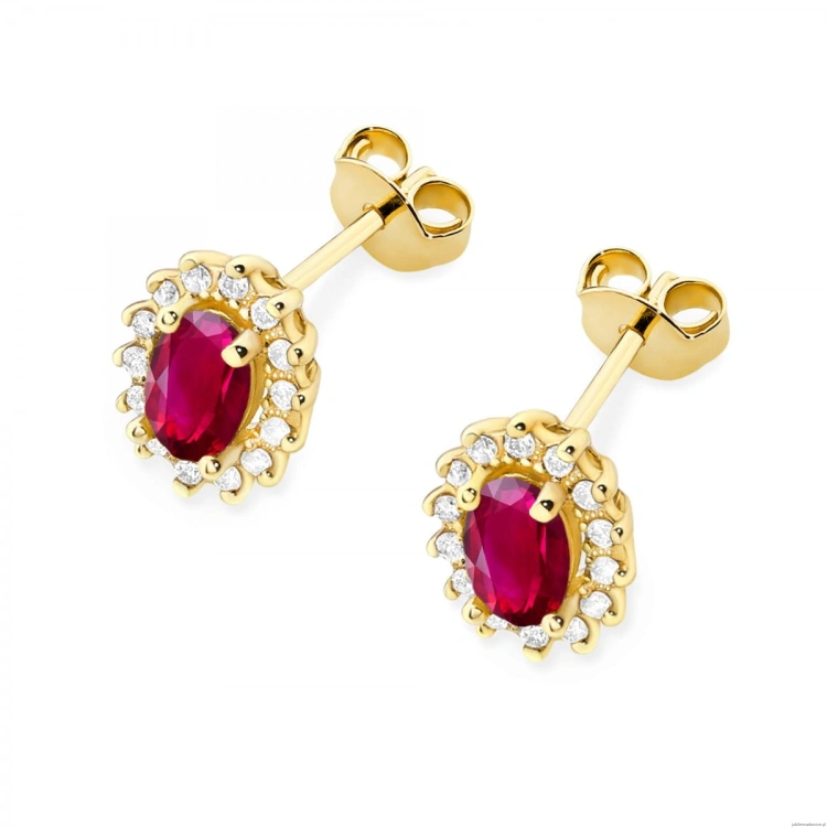 Kolczyki K0514 Rubin 2 x 0,60ct żółte złoto