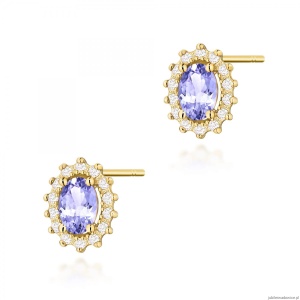 Kolczyki K0514 Tanzanit 2 x 0,40ct żółte złoto