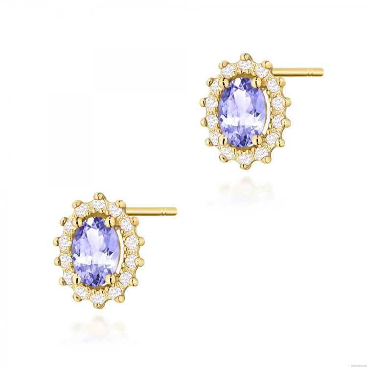 Kolczyki K0514 Tanzanit 2 x 0,40ct żółte złoto