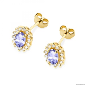 Kolczyki K0514 Tanzanit 2 x 0,40ct żółte złoto