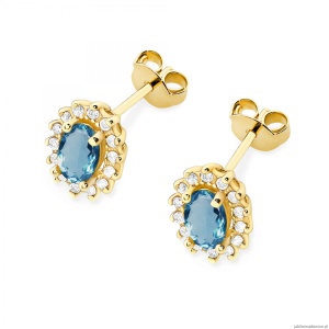 Kolczyki K0514 Topaz London Blue 2 x 0,50ct żółte złoto