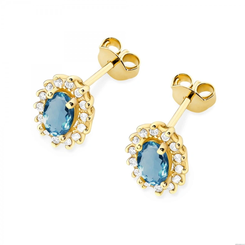 Kolczyki K0514 Topaz London Blue 2 x 0,50ct żółte złoto