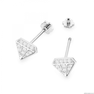 Kolczyki K0504 z diamentami białe złoto sztyft zakręcany