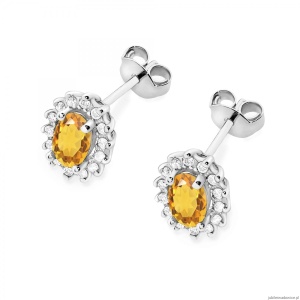 Kolczyki K0514 Cytryn 2 x 0,60ct białe złoto