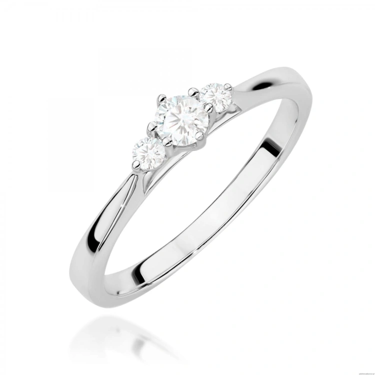 Pierścionek W0608 z diamentami białe złoto
