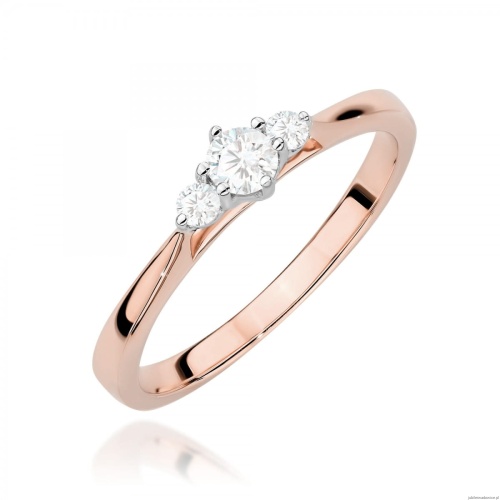 Pierścionek W0608 z diamentami różowe złoto