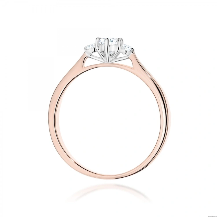 Pierścionek W0608 z diamentami różowe złoto