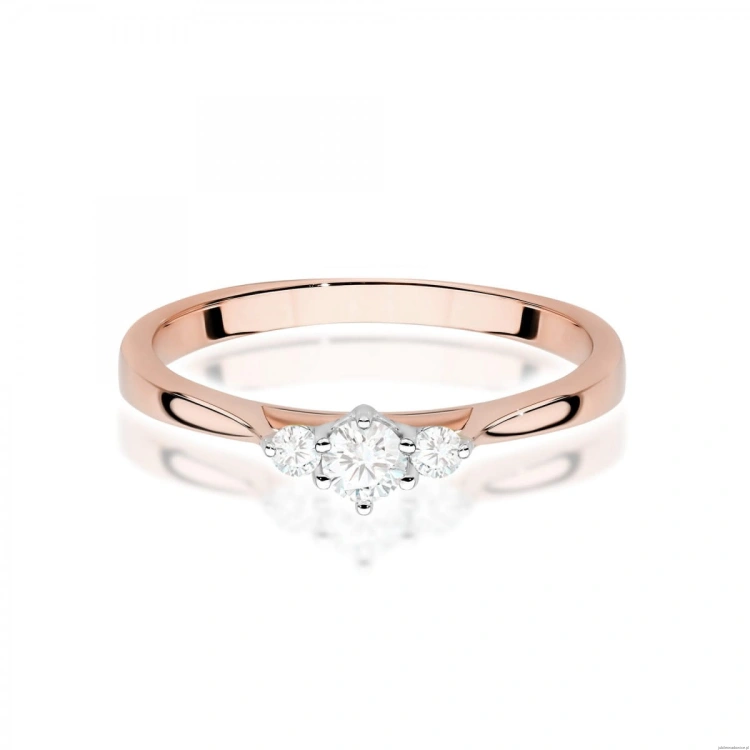 Pierścionek W0608 z diamentami różowe złoto