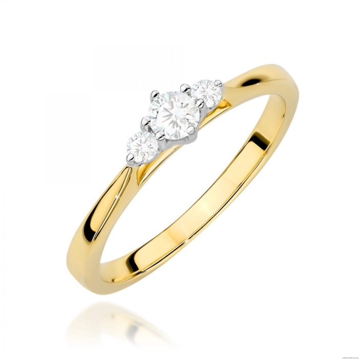 Pierścionek W0608 z diamentami żółte złoto