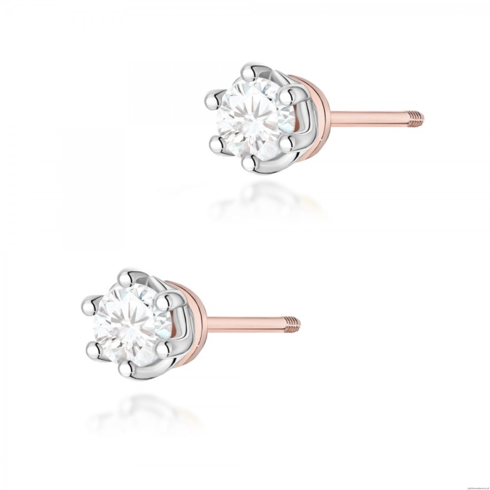 Kolczyki K0069 Diament 2 x 0,40ct różowe złoto sztyft zakręcany