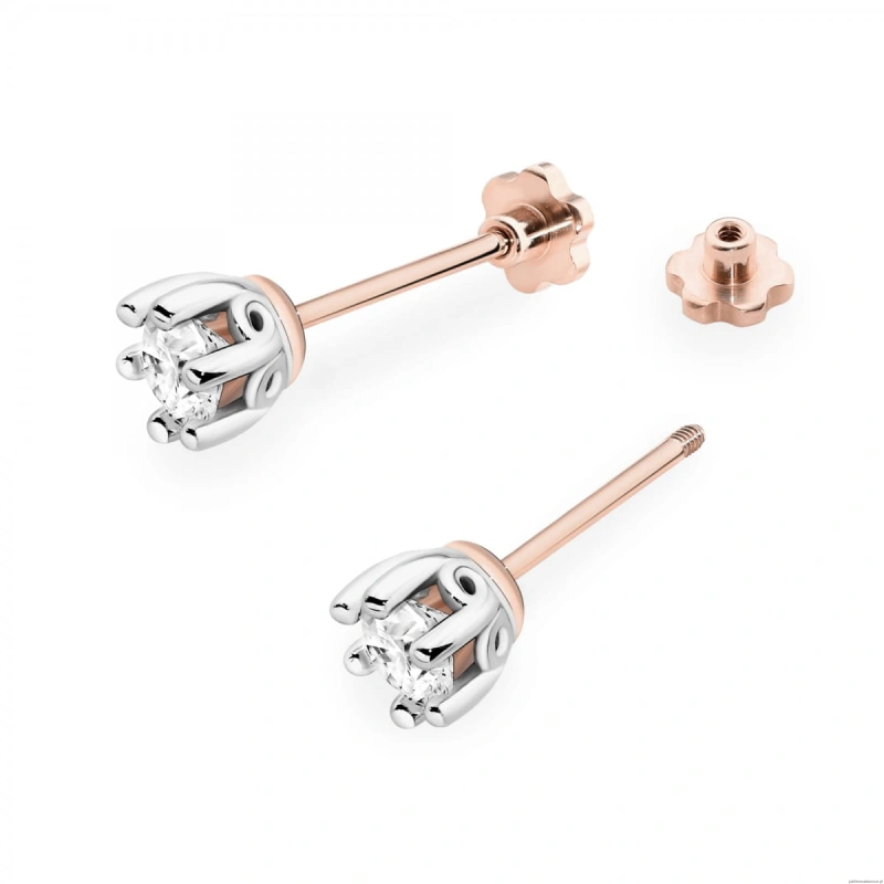 Kolczyki K0069 Diament 2 x 0,40ct różowe złoto sztyft zakręcany