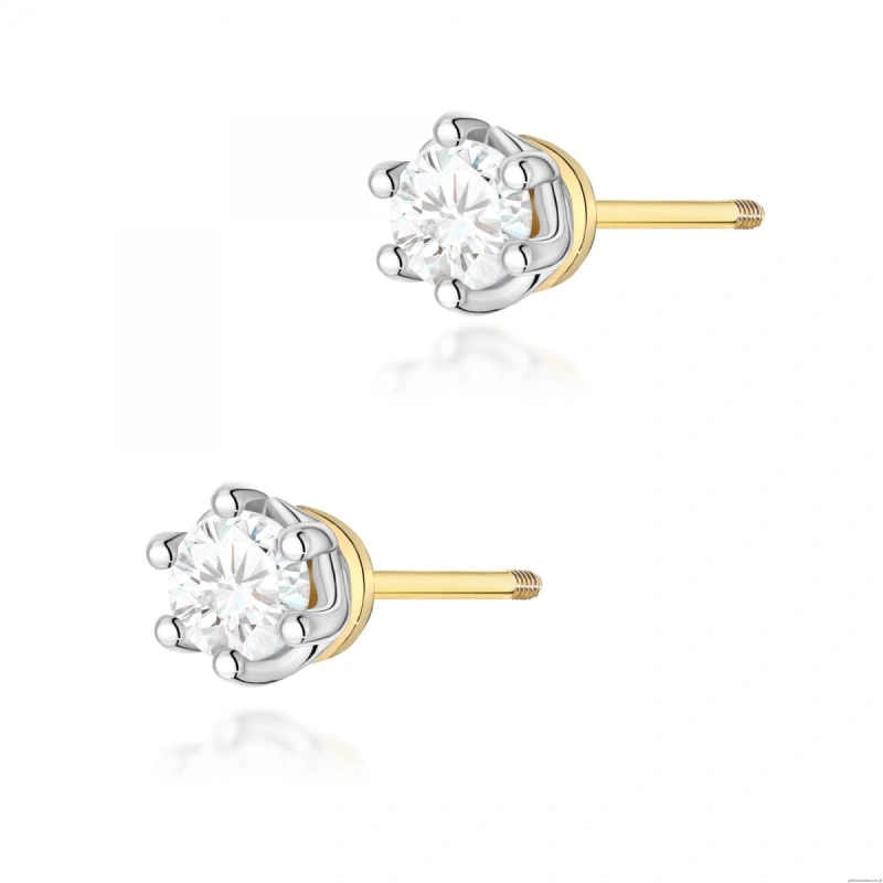 Kolczyki K0069 Diament 2 x 0,40ct żółte złoto sztyft zakręcany