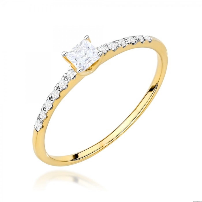 Pierścionek W0588 Diament 0,15ct żółte złoto