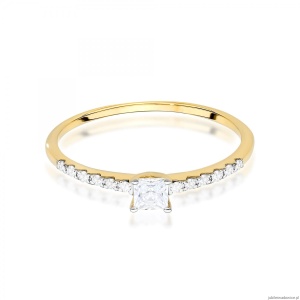 Pierścionek W0588 Diament 0,15ct żółte złoto
