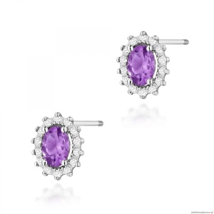 Kolczyki K0514 Ametyst 2 x 0,40ct białe złoto sztyft zakręcany