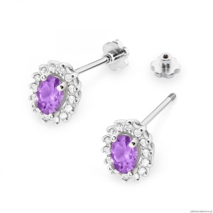 Kolczyki K0514 Ametyst 2 x 0,40ct białe złoto sztyft zakręcany