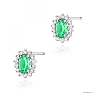 Kolczyki K0514 Szmaragd 2 x 0,40ct białe złoto sztyft zakręcany