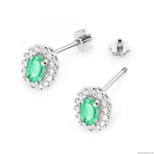 Kolczyki K0514 Szmaragd 2 x 0,40ct białe złoto sztyft zakręcany