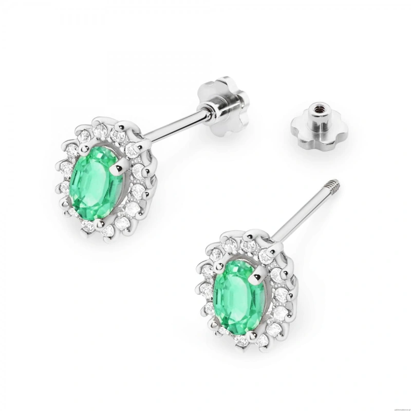 Kolczyki K0514 Szmaragd 2 x 0,40ct białe złoto sztyft zakręcany