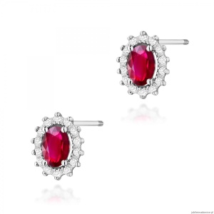 Kolczyki K0514 Rubin 2 x 0,60ct białe złoto sztyft zakręcany