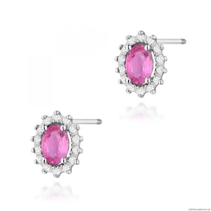 Kolczyki K0514 Różowy Szafir 2 x 0,50ct białe złoto sztyft zakręcany