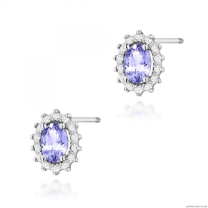 Kolczyki K0514 Tanzanit 2 x 0,40ct białe złoto sztyft zakręcany