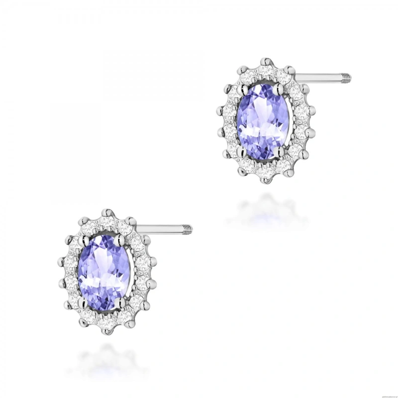 Kolczyki K0514 Tanzanit 2 x 0,40ct białe złoto sztyft zakręcany