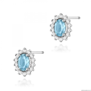 Kolczyki K0514 Topaz 2 x 0,50ct białe złoto sztyft zakręcany
