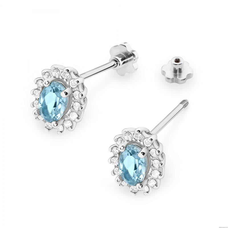 Kolczyki K0514 Topaz 2 x 0,50ct białe złoto sztyft zakręcany
