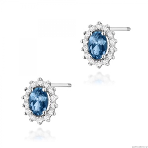 Kolczyki K0514 Topaz London Blue 2 x 0,50ct białe złoto sztyft zakręcany