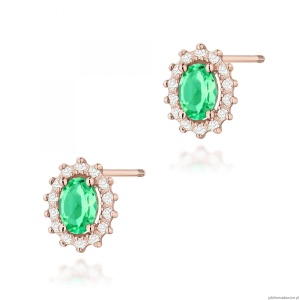 Kolczyki K0514 Szmaragd 2 x 0,40ct różowe złoto sztyft zakręcany