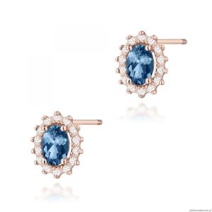 Kolczyki K0514 Topaz London Blue 2 x 0,50ct różowe złoto sztyft zakręcany