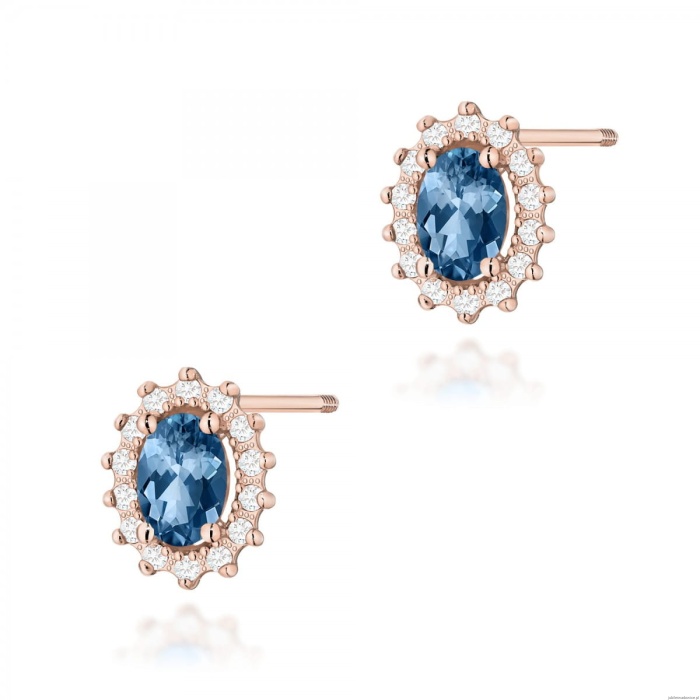 Kolczyki K0514 Topaz London Blue 2 x 0,50ct różowe złoto sztyft zakręcany